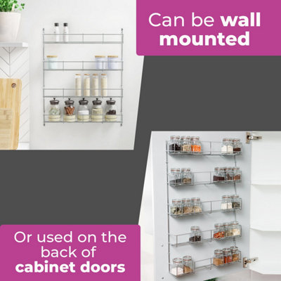 4 Tier Spice Rack For Kitchen Door Cupboard or Wall DIY at B Q