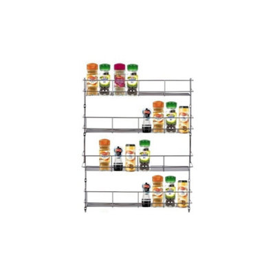 4 Tier Spice Rack For Kitchen Door Cupboard or Wall