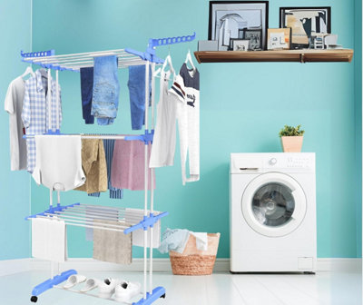 4 Tier Stainless Steel Clothes Drying Rack Foldable Laundry Airer with ...