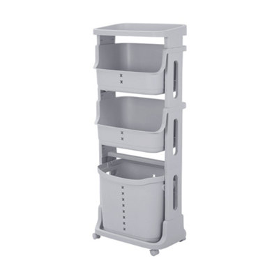 4 Tier Storage Rack Laundry Basket with Wheels