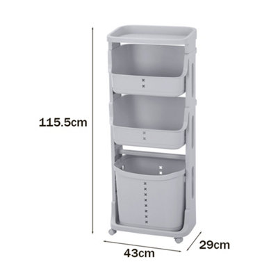 4 Tier Storage Rack Laundry Basket with Wheels