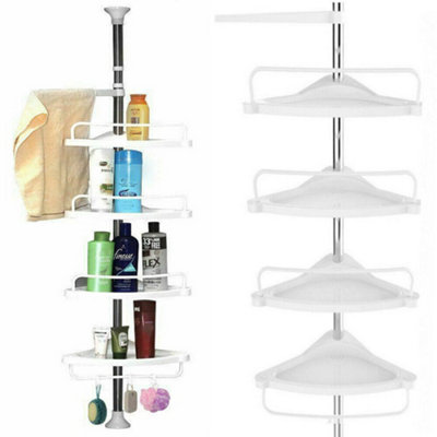 Corner Shower Caddy Tension Pole: Adjustable Stainless Steel Shower  Organizer wi