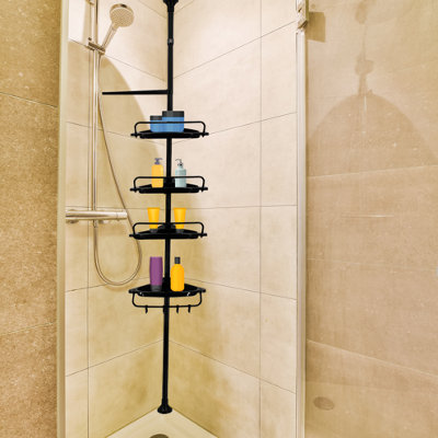 4 Tier Telescopic Bathroom Wall Corner Shelf Rack 1 count , Shower ...