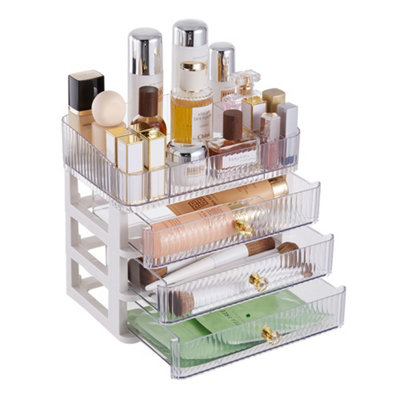 4-Tier Transparent Makeup Organizer with Drawers - 3