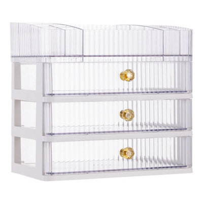 4-Tier Transparent Makeup Organizer with Drawers - 4