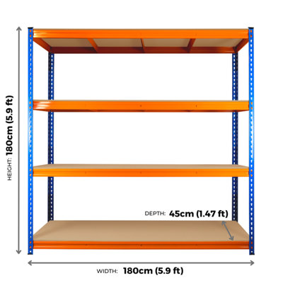 4 Tier ULTRA HEAVY DUTY Storage Racking 1800h x 1800w x 450d mm 350kg