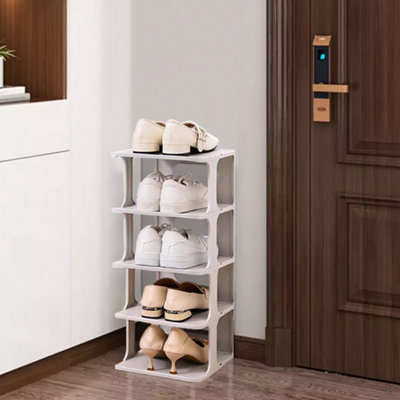 4 Tier Vertical or Horizontal DIY Assembled Stackable PP Shoe Storage Rack
