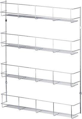 4 Tier Wall Mounted Metal Spice Rack Chrome Plated Cupboard & Pantry ...
