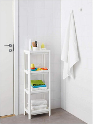 4 Tier White Shelf Unit Kitchen Bathroom Laundry Storage Shelving Unit - W36xD23xH100