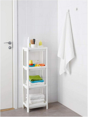 4 Tier White Shelf Unit Kitchen Bathroom Laundry Storage Shelving Unit ...