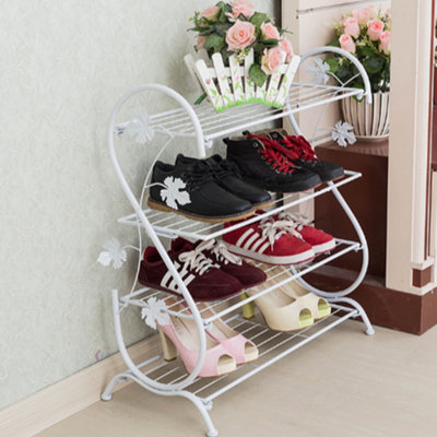 4 Tier White Shoe Rack Metal Shoe Shelves for Hallway Living Room Closet 700mm(H)