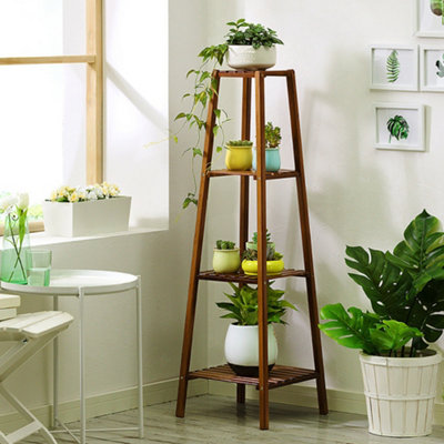 4 Tier Wood Plant Stand Open Shelf Design Corner Display Rack for Home 120 cm