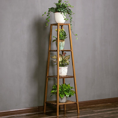 4 Tier Wood Plant Stand Open Shelf Design Corner Display Rack for Home 120 cm