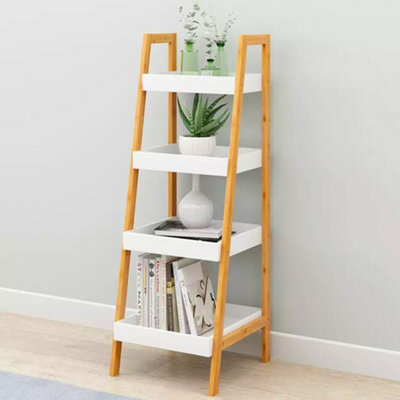 4 Tier Wood Storage Book Shelf Unit for Living Room Home