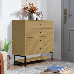 4-Tier Wooden Bedroom Chest Storage Sideboard Cabinet with Bottom Shelf