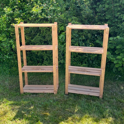 4 Tier Wooden Shelving Storage Rack (Set of 2)