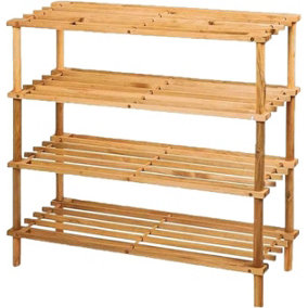 4 Tier Wooden Shoe Rack, Bench Storage Organizer Holder, Large Storage Capacity