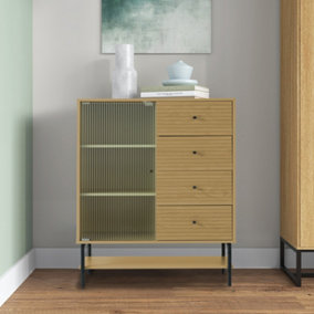 4-Tier Wooden Storage Sideboard Cabinet with Bottom Shelf