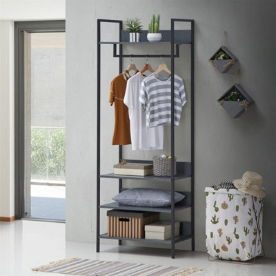 4 Tier Zahra Bedroom Double Open Wardrobe Furniture Storage Cupboard