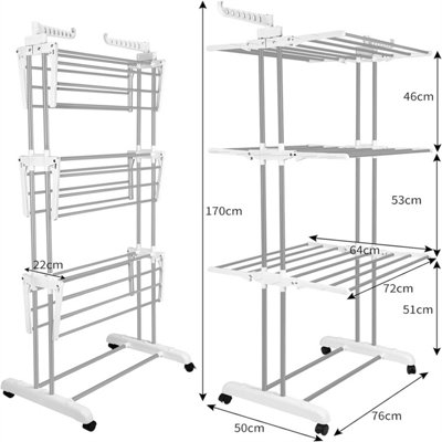 4-Tiers Foldable Stainless Large Space Clothes Drying Rack for Home ...