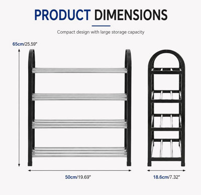 4 Tiers Shoe Rack Narrow Space Saving Shoe Stand, Adjustable Shoe Slots Racks Multi-Layer Footwear Storage Shelf for Entryway
