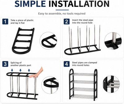 4 Tiers Shoe Rack Narrow Space Saving Shoe Stand, Adjustable Shoe Slots Racks Multi-Layer Footwear Storage Shelf for Entryway