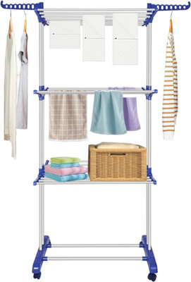 4-Tiers Versatile Foldable Clothes Drying Rack with Casters