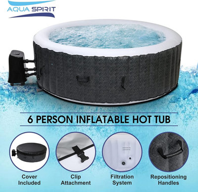 4 to 6 Person Inflatable Hot Tub Round Quick Heating Bubble Spa Indoor & Outdoor with Cover & Ground Sheet and Accessories