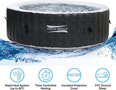 4 to 6 Person Inflatable Hot Tub Round Quick Heating Bubble Spa Indoor & Outdoor with Cover & Ground Sheet and Accessories - 3