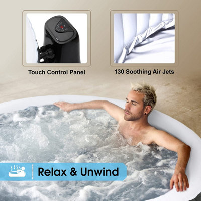 4 to 6 Person Inflatable Hot Tub Round Quick Heating Bubble Spa Indoor & Outdoor with Cover & Ground Sheet and Accessories - 4