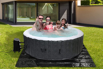 4 to 6 Person Inflatable Hot Tub Round Quick Heating Bubble Spa Indoor & Outdoor with Cover & Ground Sheet and Accessories - 5
