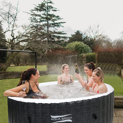 4 to 6 Person Inflatable Hot Tub Round Quick Heating Bubble Spa Indoor & Outdoor with Cover & Ground Sheet and Accessories - 6