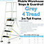 4 Tread Mobile Warehouse Steps & Guardrail GREY 2m Portable Safety Stairs