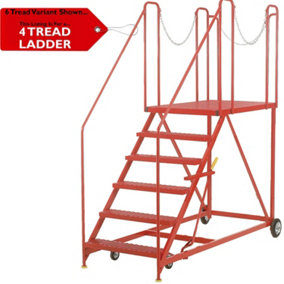 4 Tread Wide Truck Dock Loading Stairs Non Slip Platform Vehicle Step Ladder