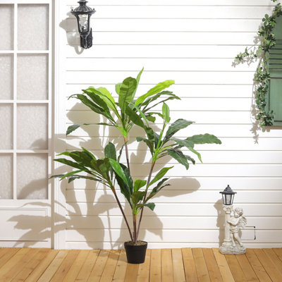 4 Trunk Artificial Asplenium nidus Tree Fake Plant Indoor Plant in Black Pot 125 cm