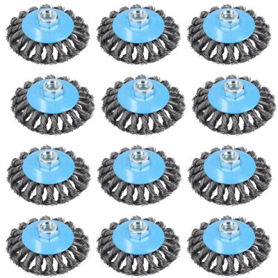 4" Twist Knot Bevel Wire Brush Rust Paint Removal for 115mm Angle Grinders 12pc