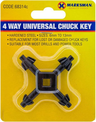 4 Way Chuck Key Sds Electric Drill Universal Fit Tool Multi Purpose