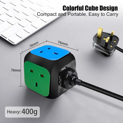 4 Way Cube Extension Lead 1.5M, Power Cube Usb C 3120W, Cube Plug ...