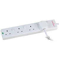 4 Way Individually Switched Surge Protected Extension Lead, 10m, White