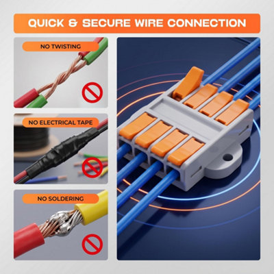 4 Way Lever Wire Splitter Connector 5Pcs Reusable Tool-Free Terminal ...