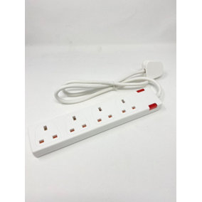 4 Way Socket with Cable 3G1.25,1M,White,with Indicate Light, Child Resistant Sockets