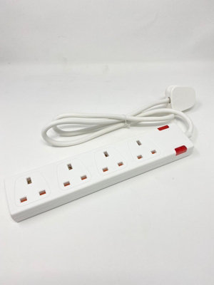 4 Way Socket with Cable 3G1.25,2M,White,with Indicate Light, Child Resistant Sockets
