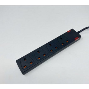 4 Way Socket with Cable 3G1.25,5M,Black,with Indicate Light, Child Resistant Sockets