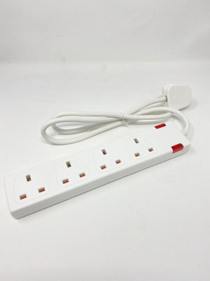 4 Way Socket with Cable 3G1.25,5M,White,with Indicate Light, Child Resistant Sockets