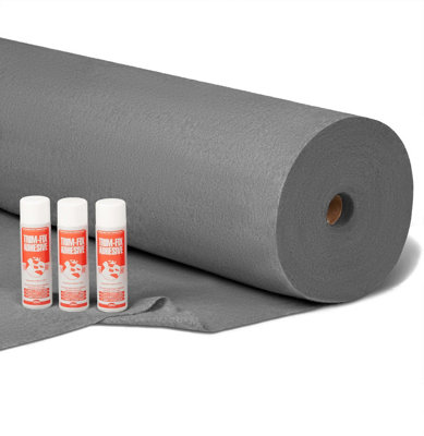 4 WAY STRETCH - 30SQM + 15 Cans of Glue - Smoke - Vehicle Lining Carpet & Trim-Fix Adhesive Bundle