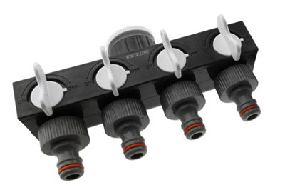 4-Way WL Water Splitter with Valves - 4-Port Plastic Garden Manifold, 1 ...