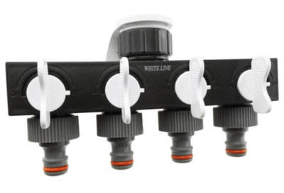 4-Way WL Water Splitter with Valves - 4-Port Plastic Garden Manifold, 1 ...