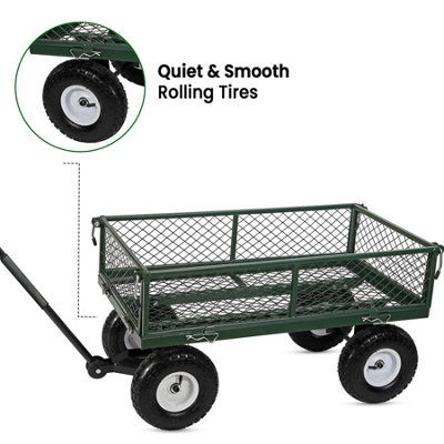 4 Wheel Large Heavy Duty Steel Garden Trolley Cart Load 150kg - 3
