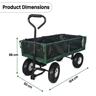 4 Wheel Large Heavy Duty Steel Garden Trolley Cart Load 150kg - 5