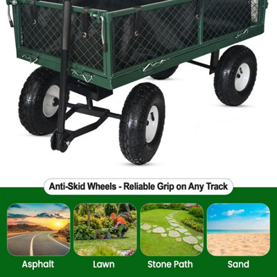 4 Wheel Large Heavy Duty Steel Garden Trolley Cart Load 150kg - 6